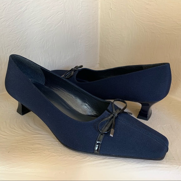Stuart Weitzman Shoes - Stuart Weitzman Navy Blue Fabric Heels / NWOT